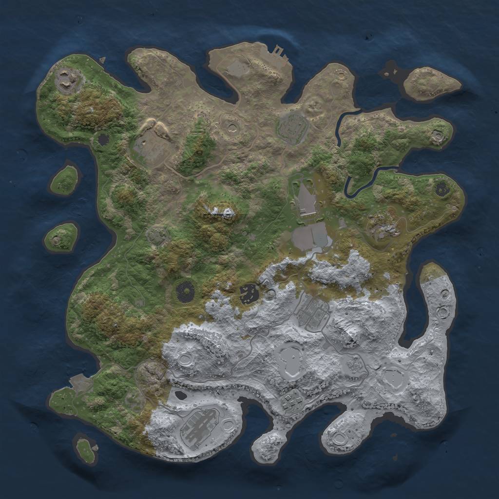 Rust Map: Procedural Map, Size: 3700, Seed: 28090917, 16 Monuments