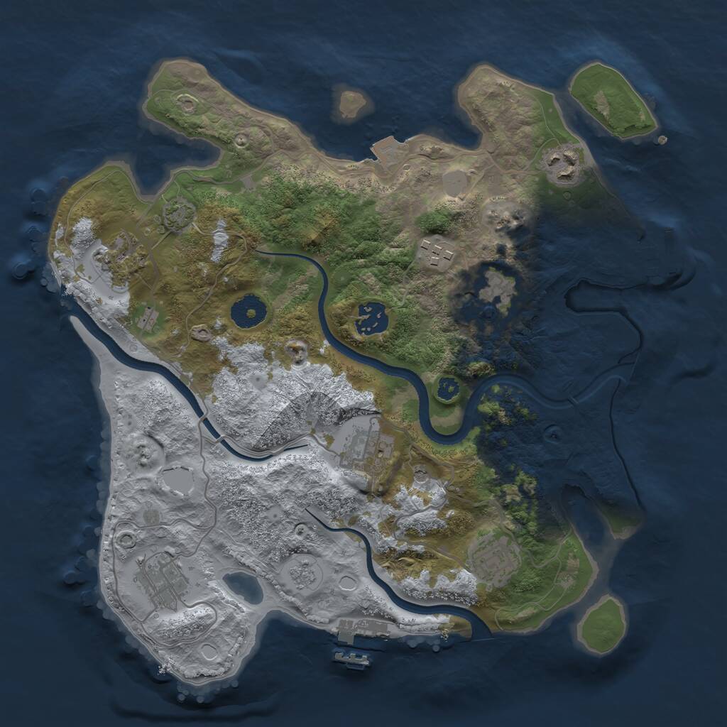 Rust Map: Procedural Map, Size: 3250, Seed: 1389995015, 14 Monuments