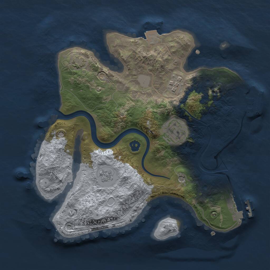 Rust Map: Procedural Map, Size: 2500, Seed: 223464, 8 Monuments