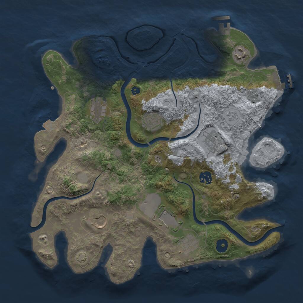 Rust Map: Procedural Map, Size: 3500, Seed: 368079814, 15 Monuments