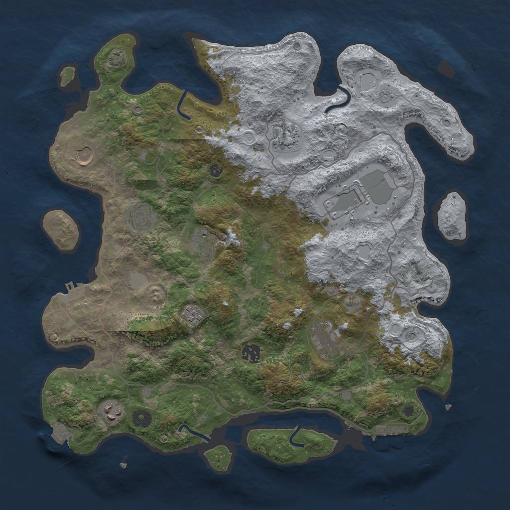 Rust Map: Procedural Map, Size: 4000, Seed: 2056825791, 17 Monuments