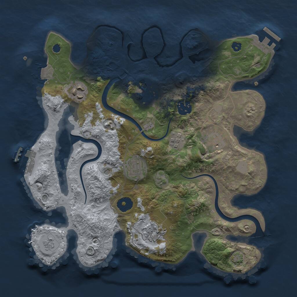 Rust Map: Procedural Map, Size: 3000, Seed: 385279915, 13 Monuments