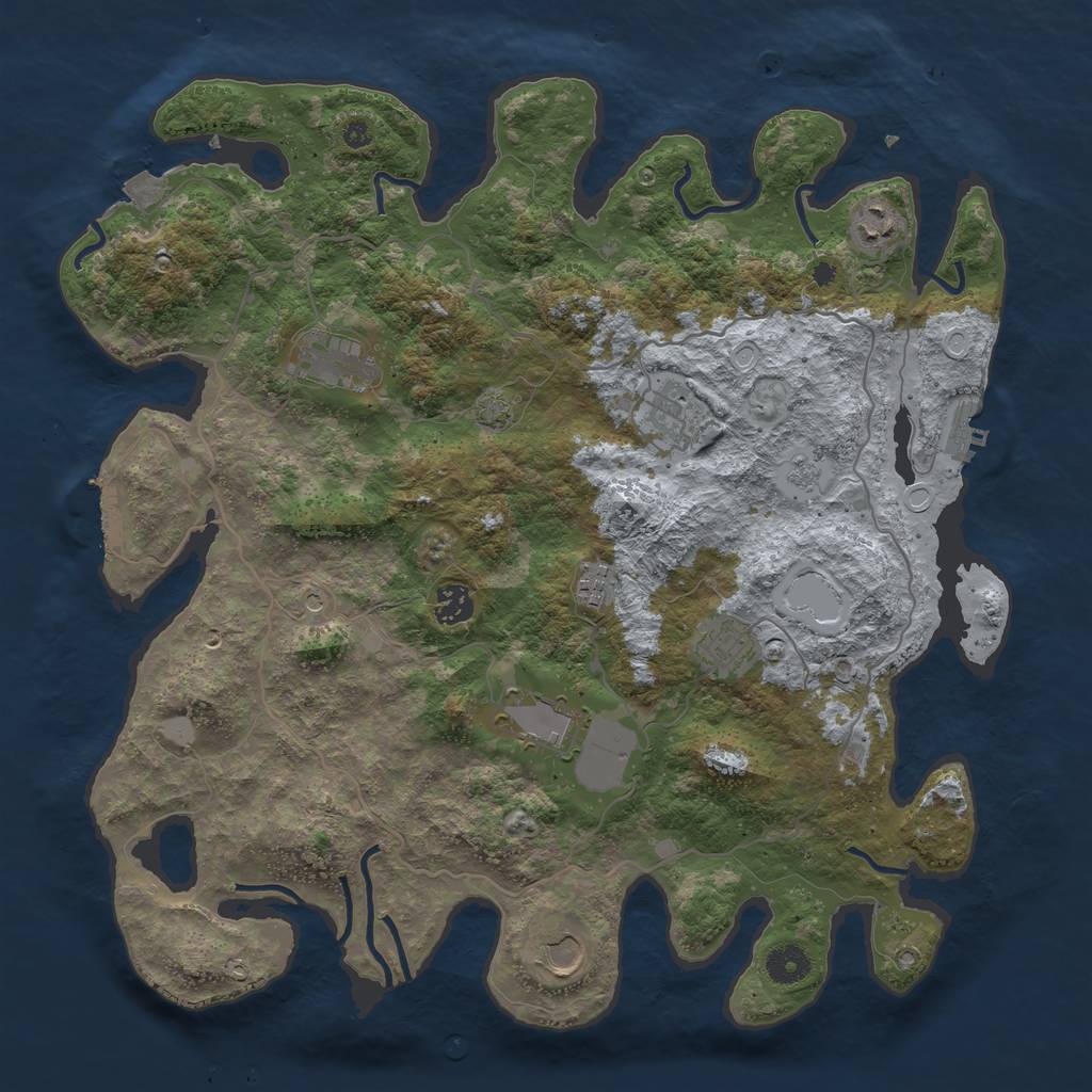 Rust Map: Procedural Map, Size: 4000, Seed: 145867, 16 Monuments