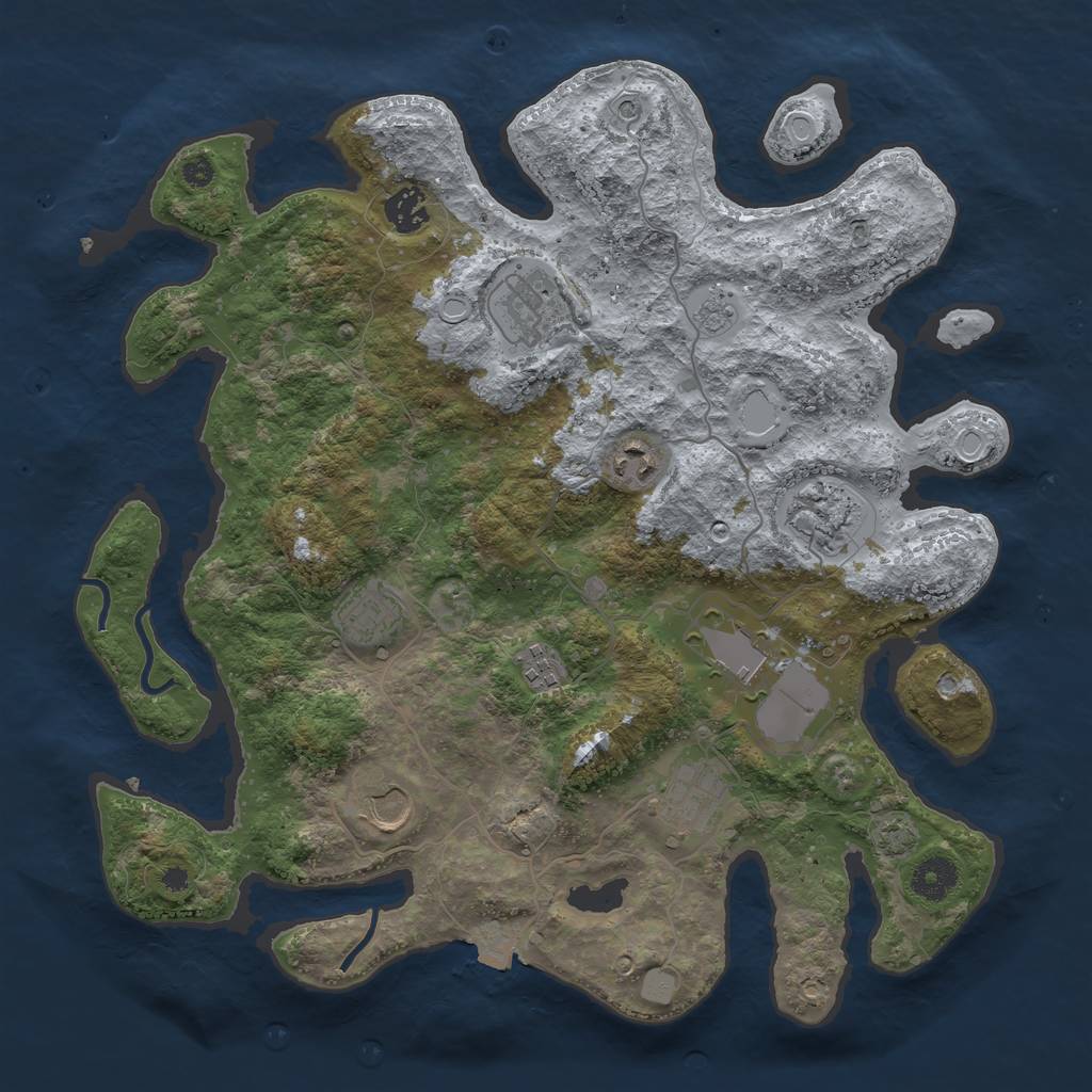Rust Map: Procedural Map, Size: 3700, Seed: 351541330, 15 Monuments