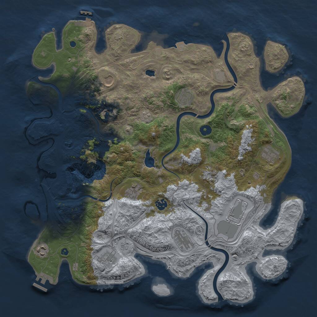 Rust Map: Procedural Map, Size: 4250, Seed: 1332107308, 17 Monuments