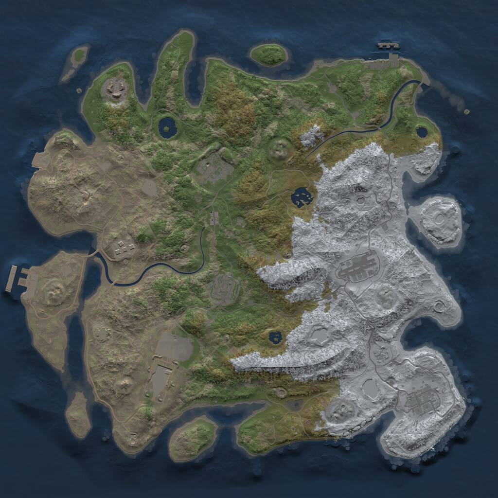 Rust Map: Procedural Map, Size: 3750, Seed: 2105, 14 Monuments