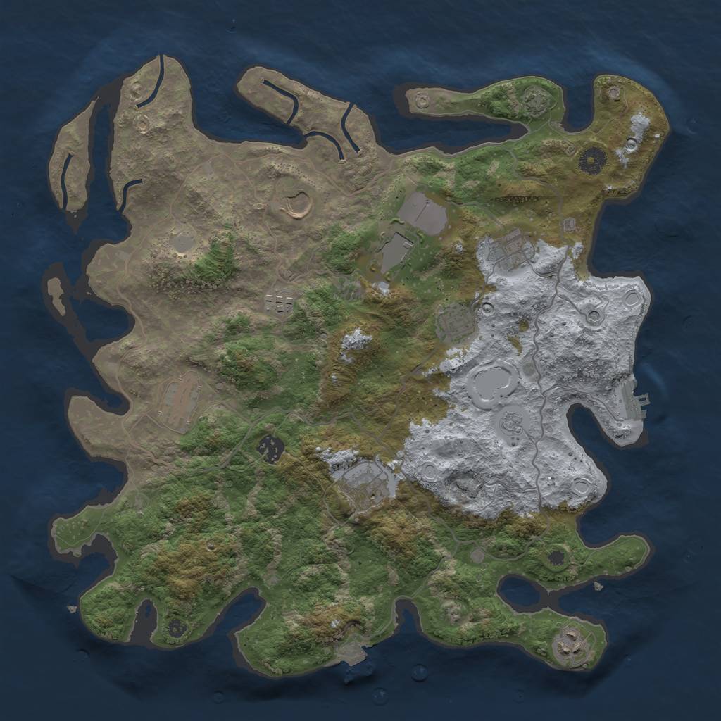 Rust Map: Procedural Map, Size: 4000, Seed: 1543254, 16 Monuments