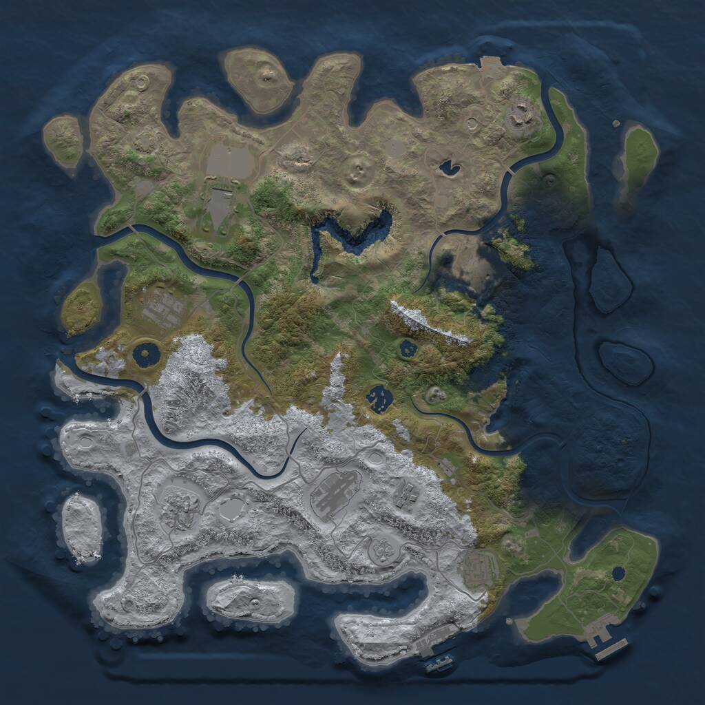 Rust Map: Procedural Map, Size: 4096, Seed: 1073318332, 15 Monuments