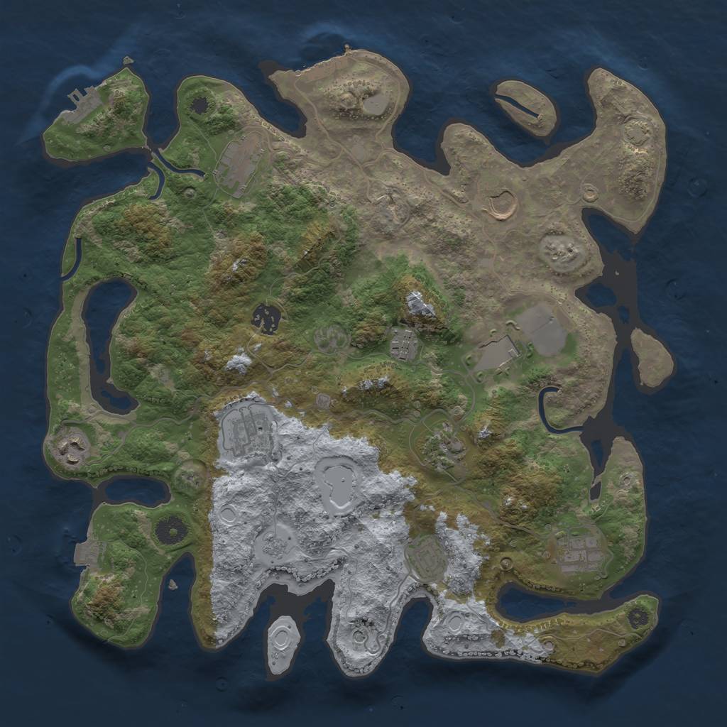 Rust Map: Procedural Map, Size: 3700, Seed: 326049478, 18 Monuments