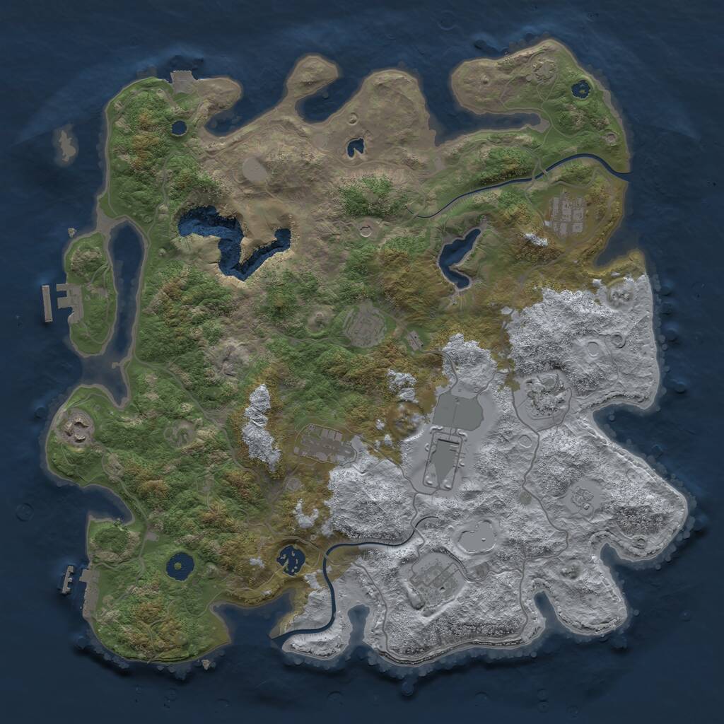 Rust Map: Procedural Map, Size: 4000, Seed: 24302020, 14 Monuments