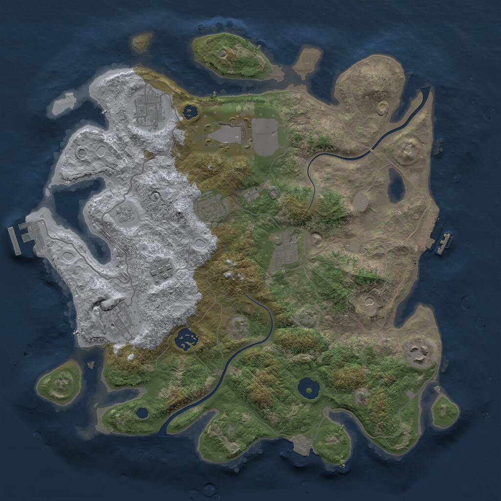 Rust Map: Procedural Map, Size: 3500, Seed: 867828722, 14 Monuments