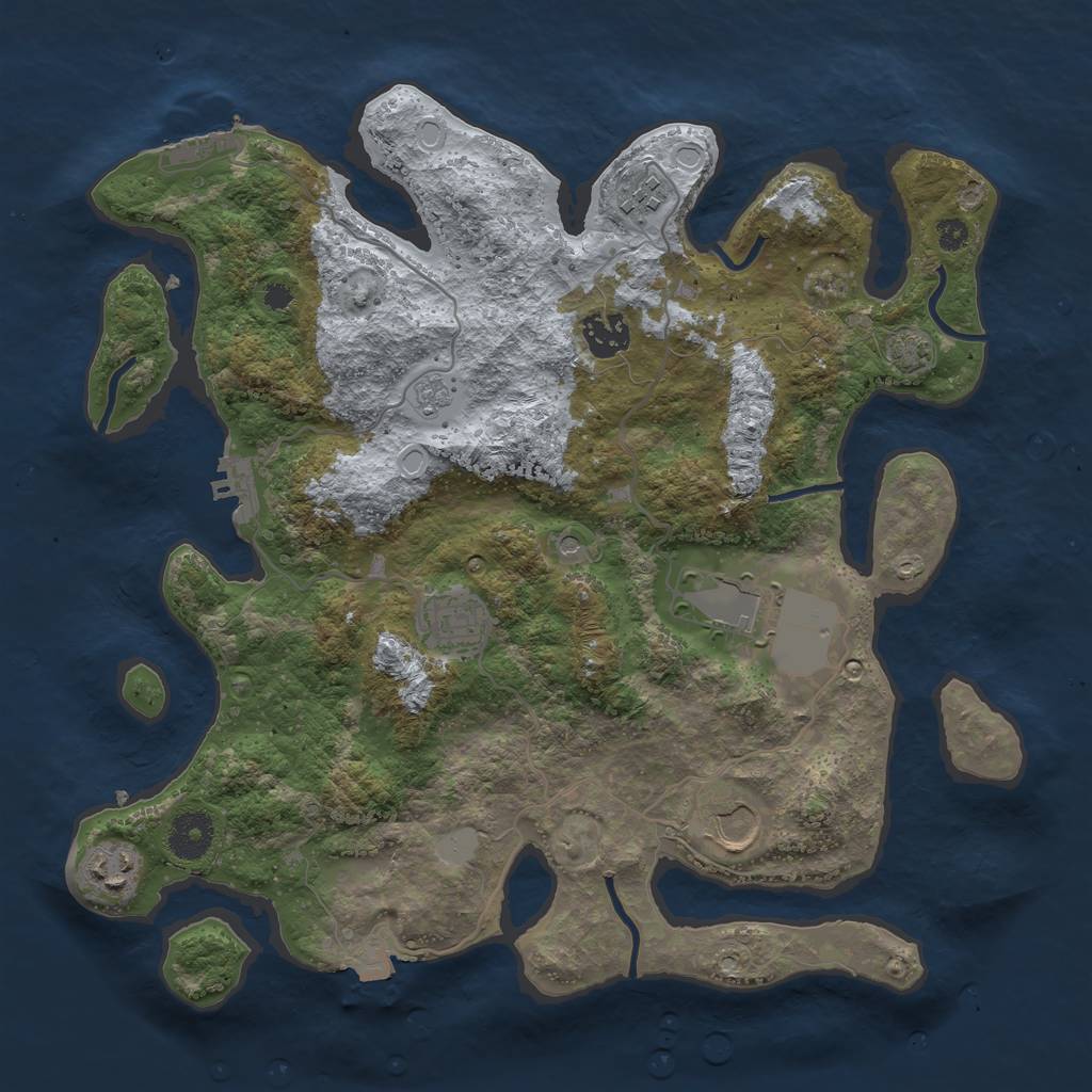 Rust Map: Procedural Map, Size: 3500, Seed: 59570262, 14 Monuments
