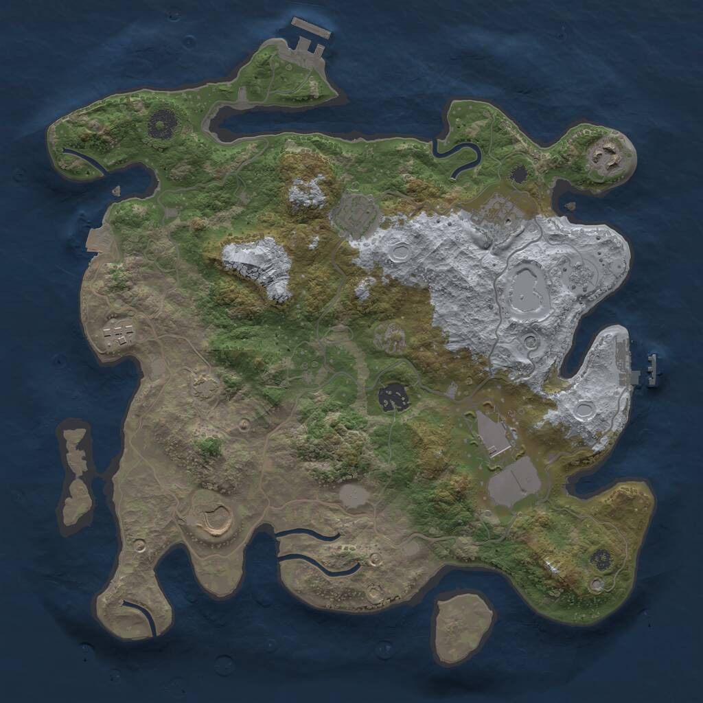 Rust Map: Procedural Map, Size: 3500, Seed: 605013159, 13 Monuments