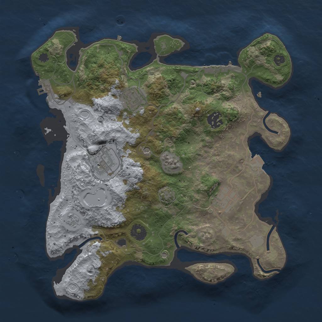 Rust Map: Procedural Map, Size: 3000, Seed: 1460374964, 12 Monuments
