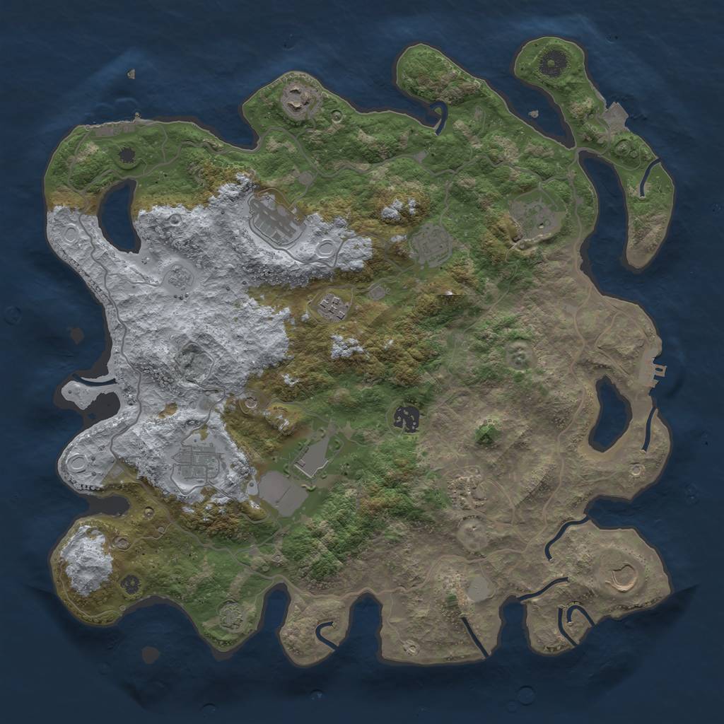 Rust Map: Procedural Map, Size: 4000, Seed: 1429908969, 18 Monuments