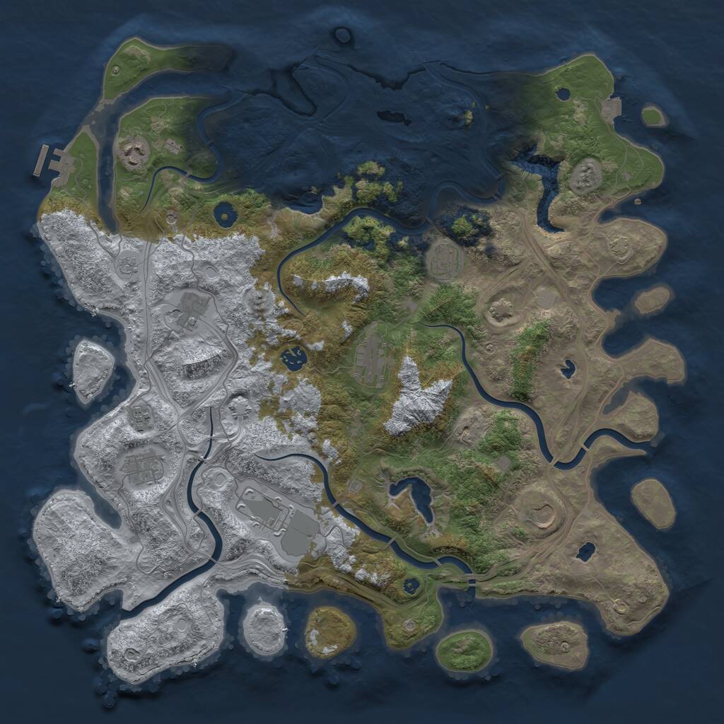 Rust Map: Procedural Map, Size: 4500, Seed: 288170094, 14 Monuments