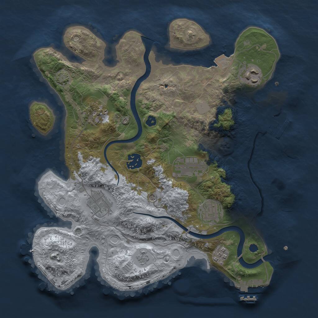 Rust Map: Procedural Map, Size: 3000, Seed: 1208, 13 Monuments