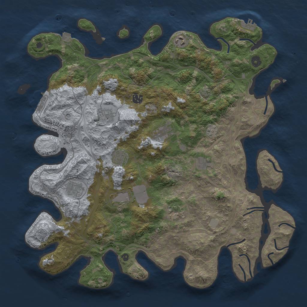 Rust Map: Procedural Map, Size: 4250, Seed: 159864246, 17 Monuments