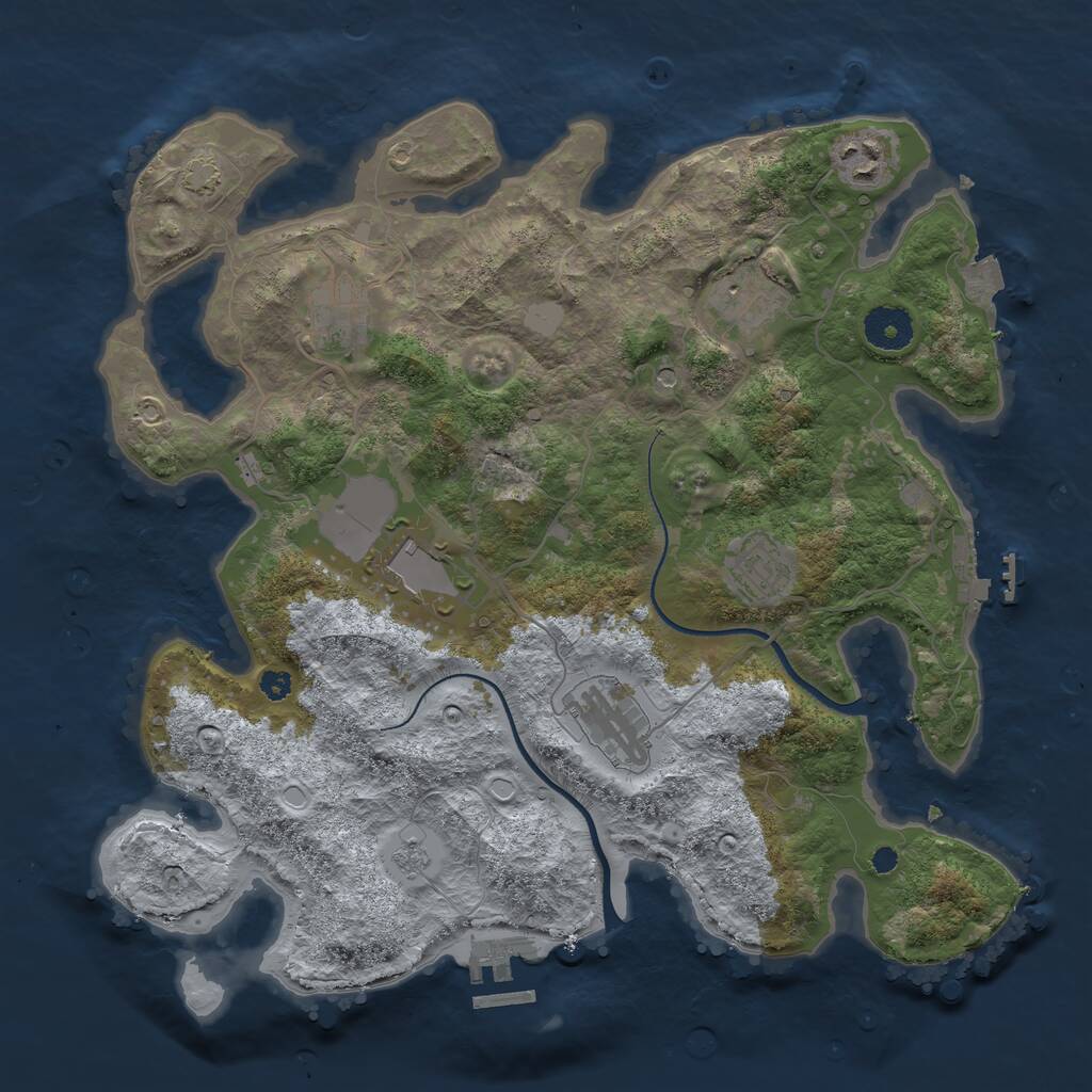 Rust Map: Procedural Map, Size: 3500, Seed: 395473132, 12 Monuments