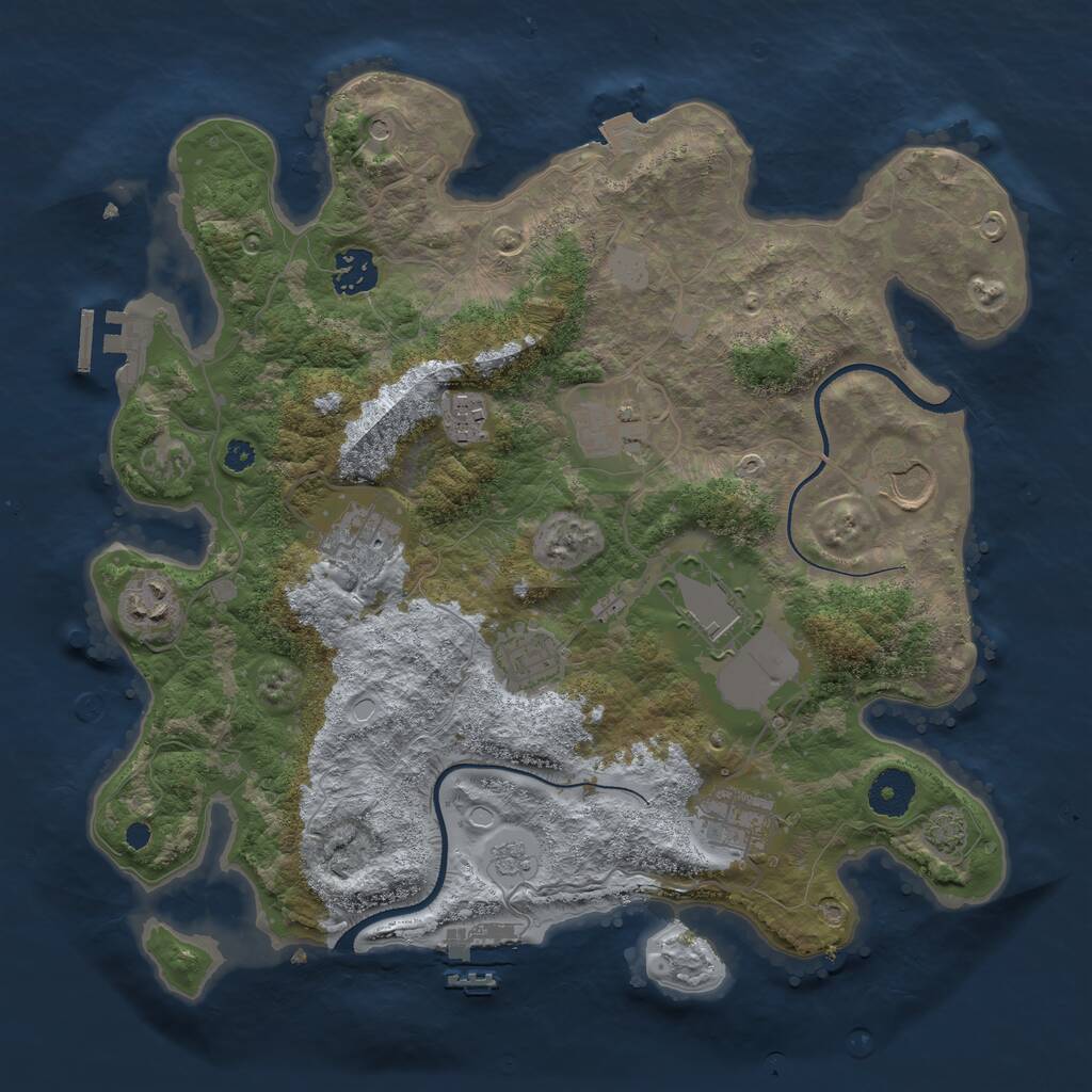 Rust Map: Procedural Map, Size: 3500, Seed: 598012946, 15 Monuments