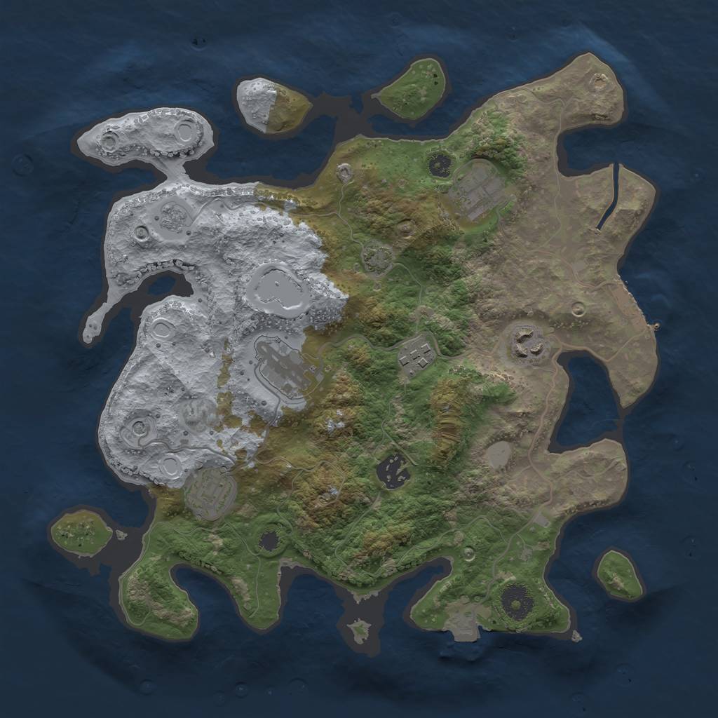 Rust Map: Procedural Map, Size: 3250, Seed: 7398, 13 Monuments