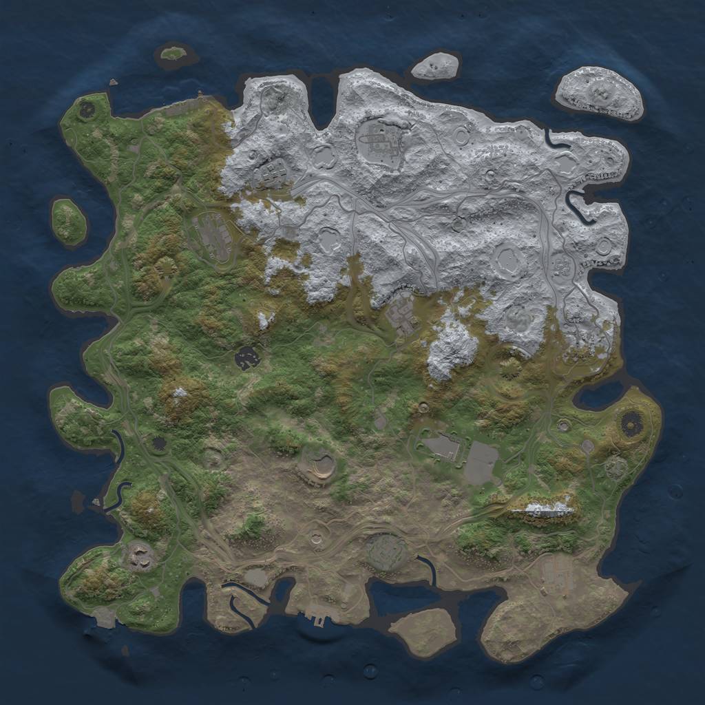 Rust Map: Procedural Map, Size: 4500, Seed: 2137469843, 19 Monuments
