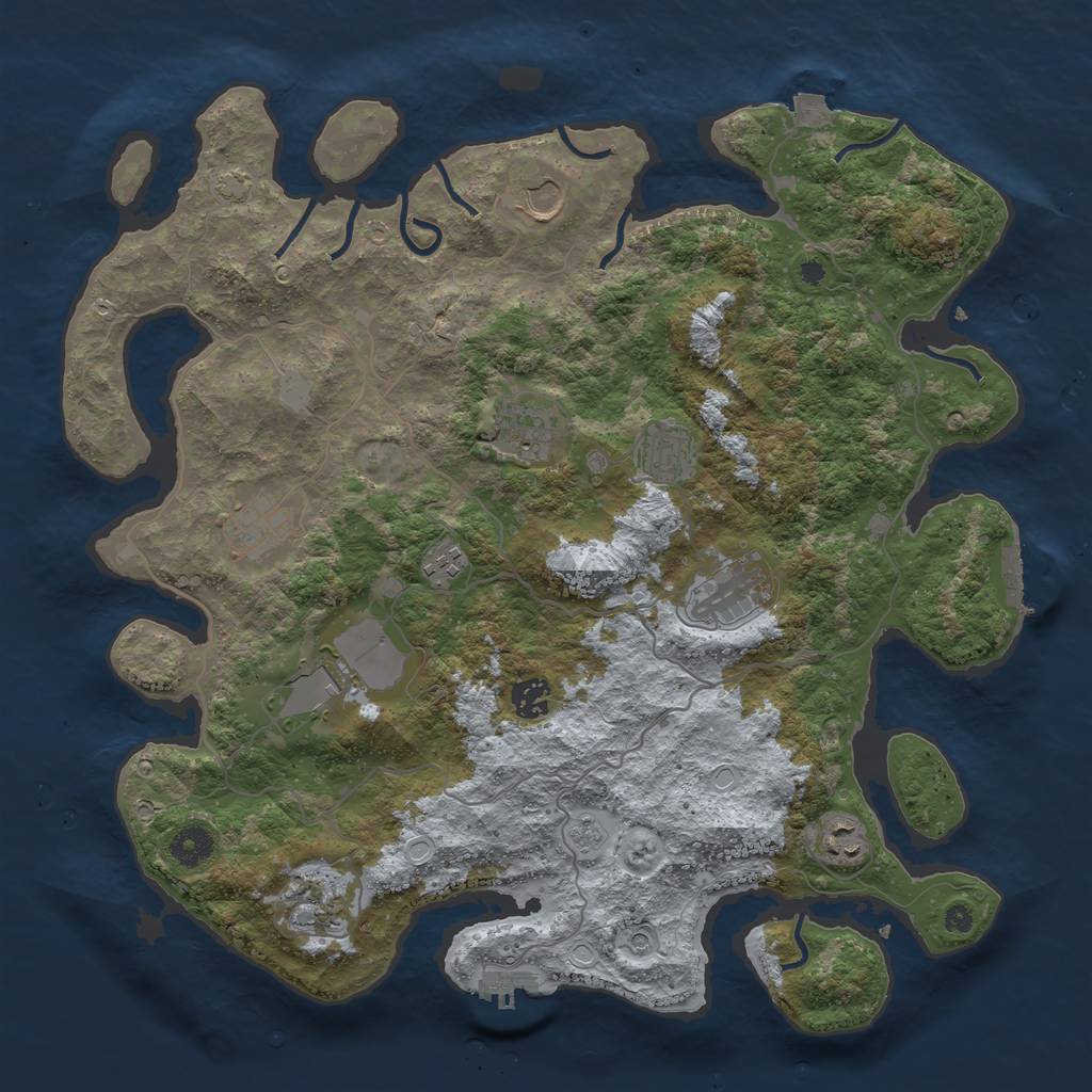 Rust Map: Procedural Map, Size: 4000, Seed: 409042522, 18 Monuments
