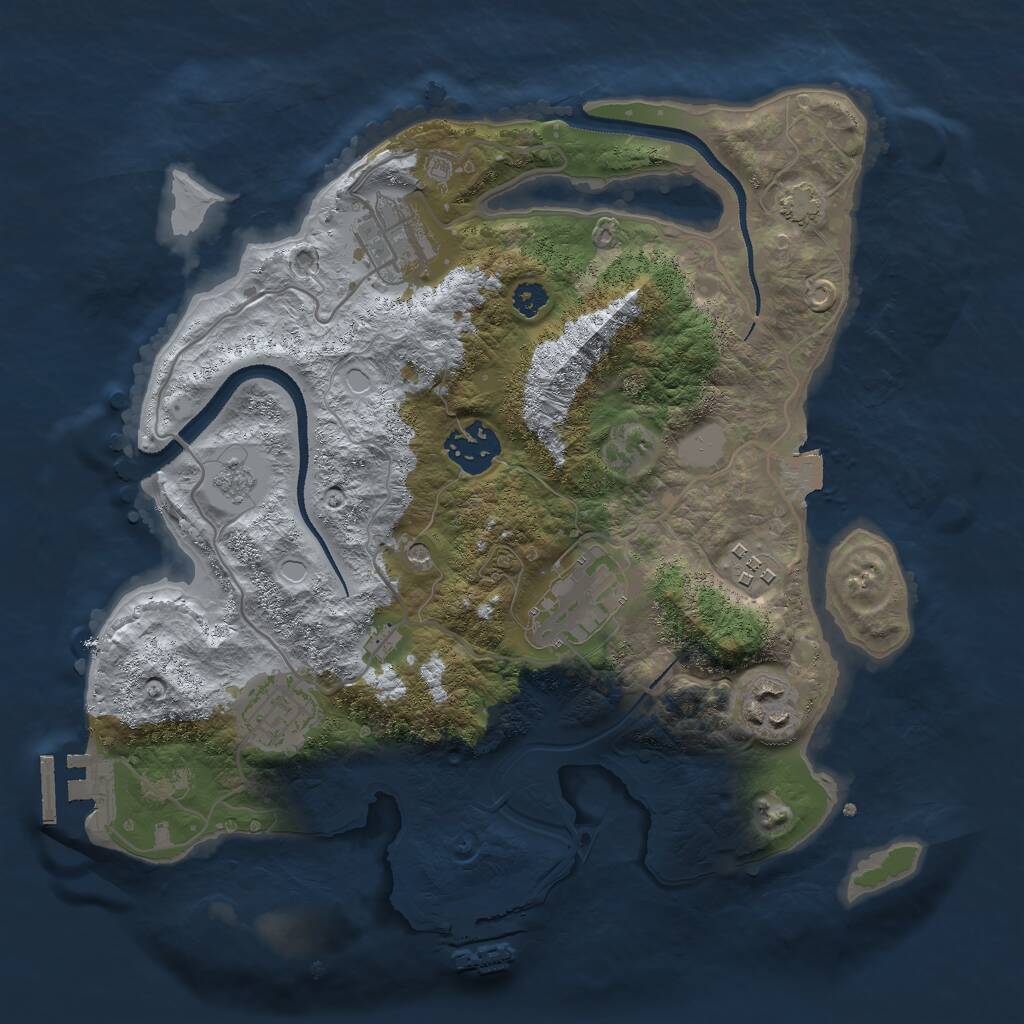 Rust Map: Procedural Map, Size: 3000, Seed: 1209745135, 12 Monuments