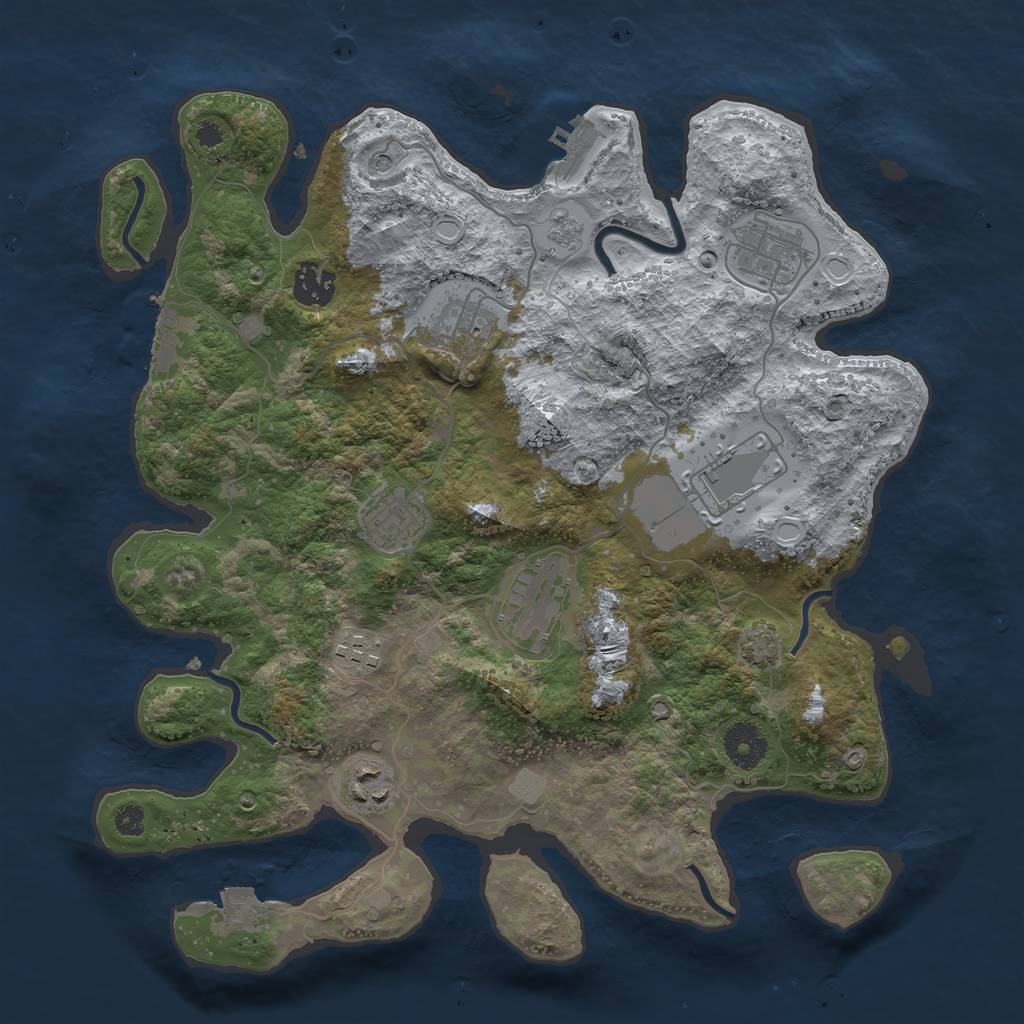 Rust Map: Procedural Map, Size: 3500, Seed: 862835915, 16 Monuments