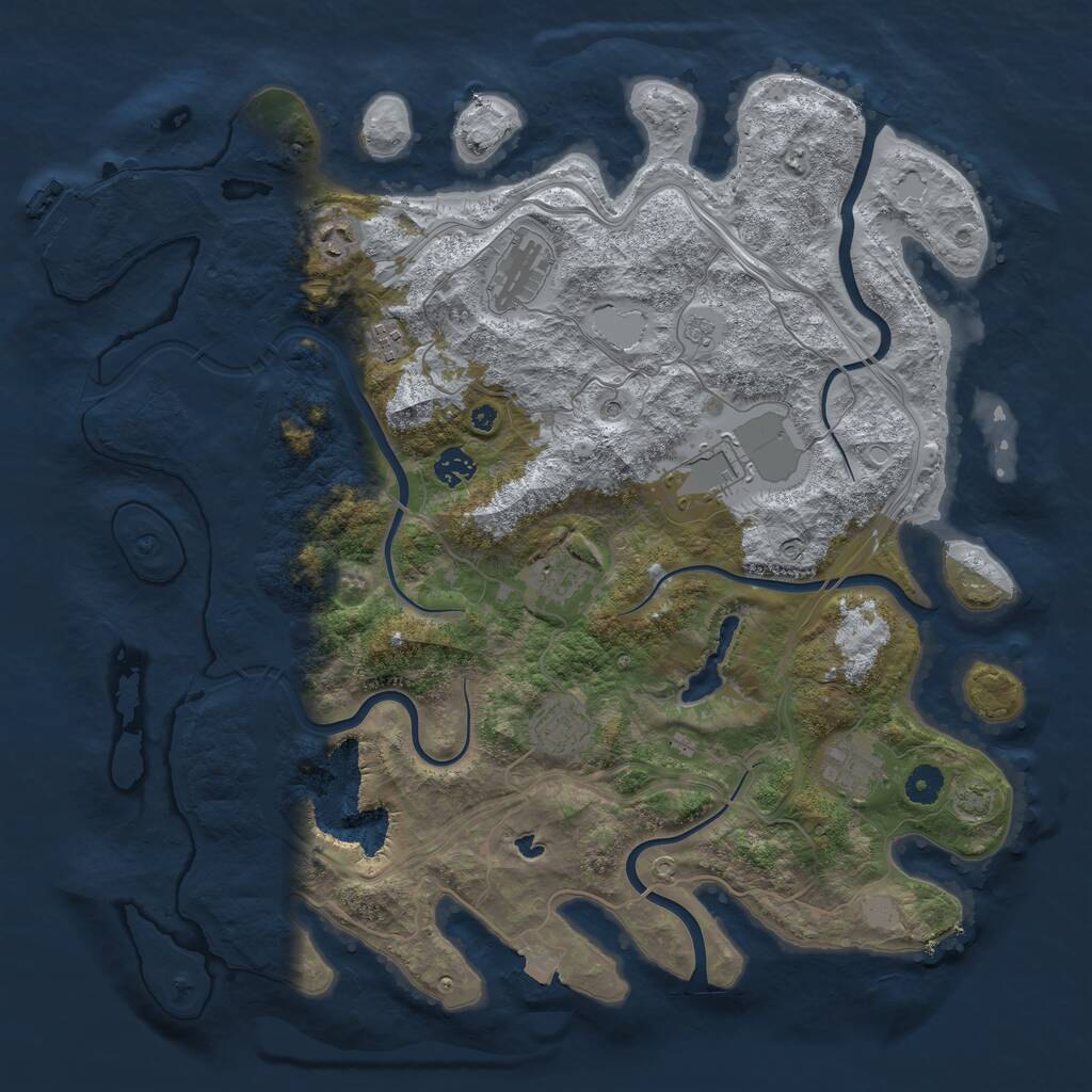 Rust Map: Procedural Map, Size: 4250, Seed: 1245344383, 13 Monuments