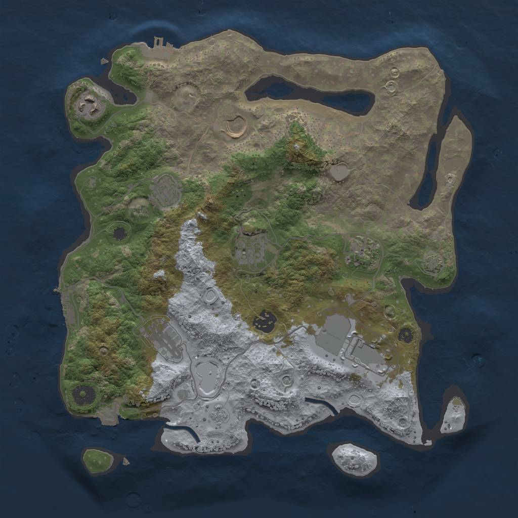 Rust Map: Procedural Map, Size: 3500, Seed: 1289496018, 16 Monuments
