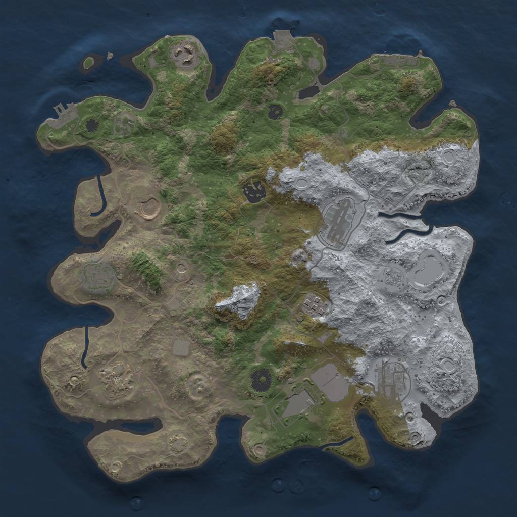 Rust Map: Procedural Map, Size: 3500, Seed: 111943641, 17 Monuments