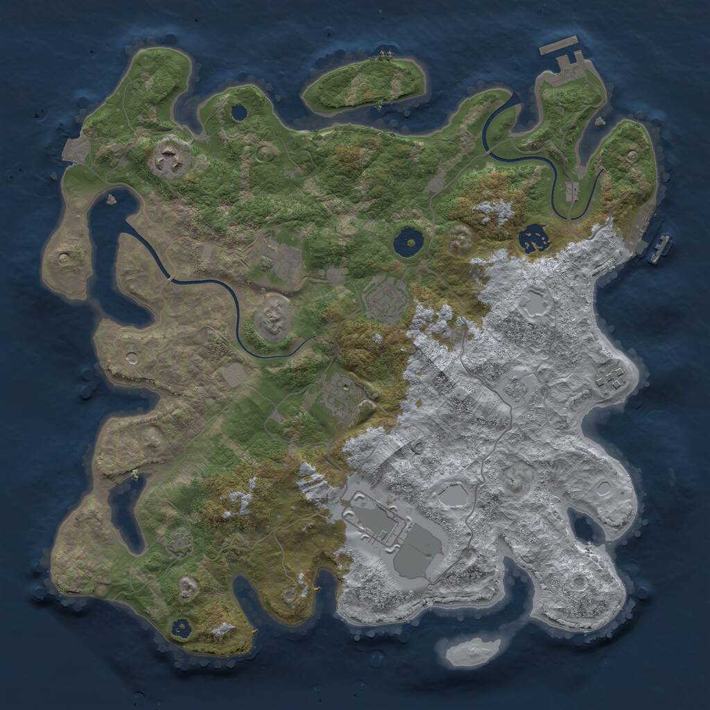 Rust Map: Procedural Map, Size: 3650, Seed: 85026161, 13 Monuments