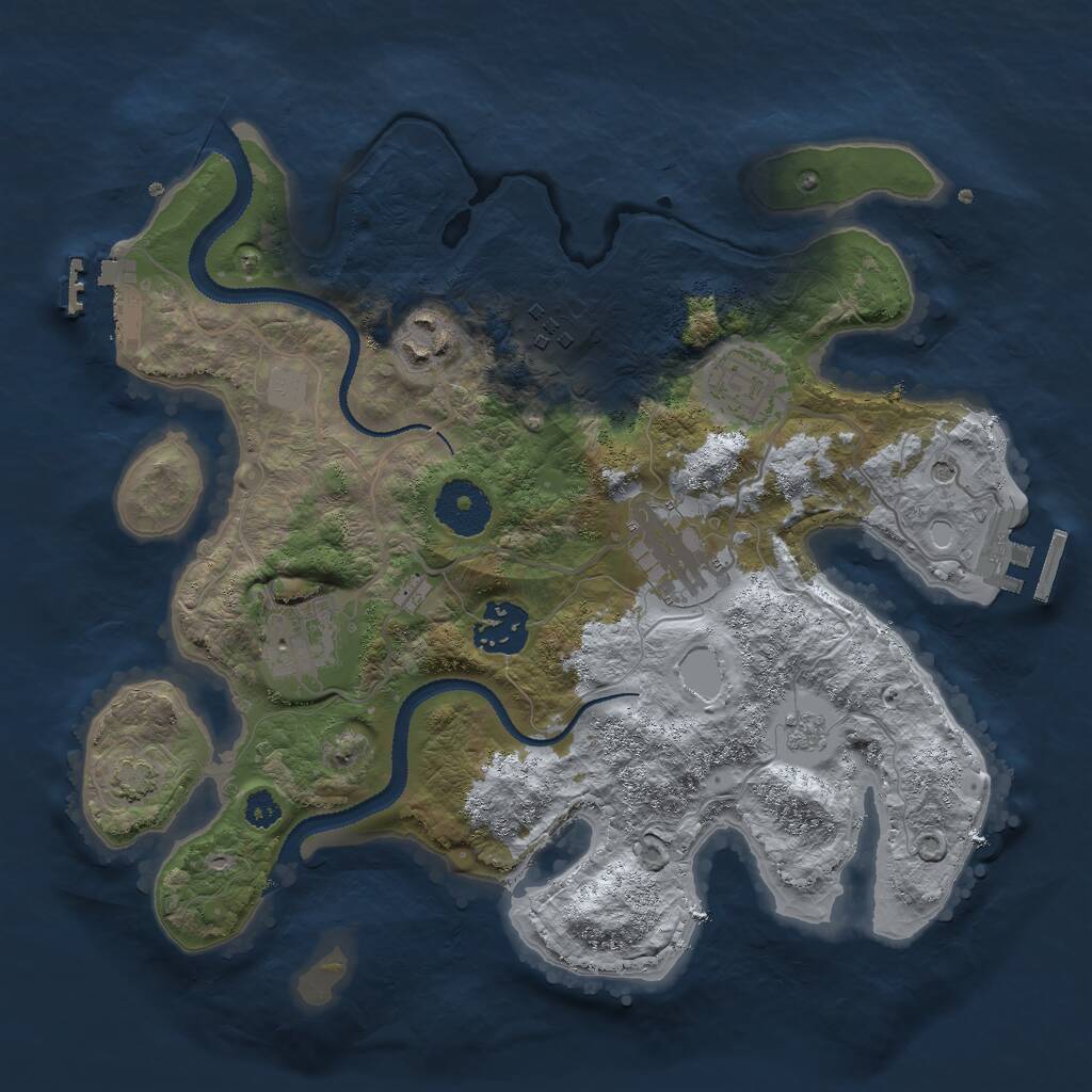 Rust Map: Procedural Map, Size: 3000, Seed: 26694, 12 Monuments