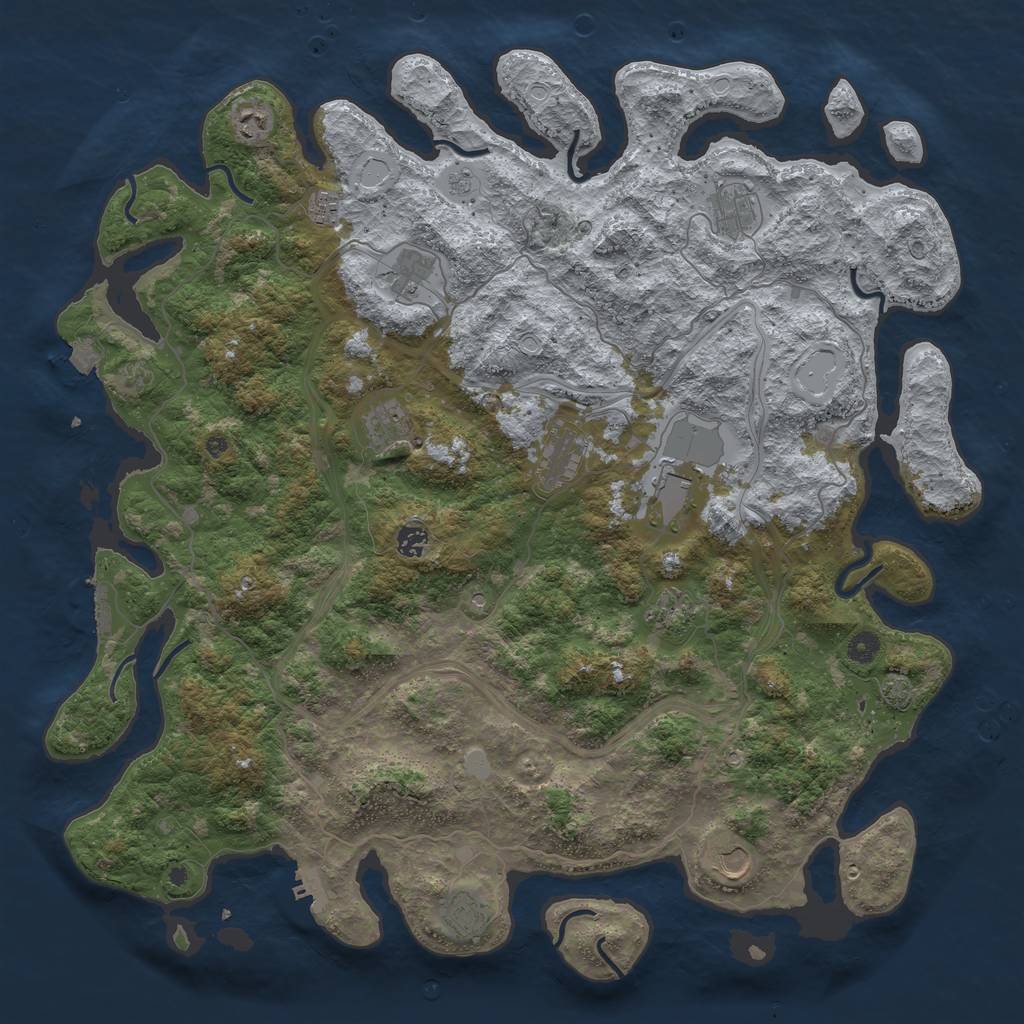 Rust Map: Procedural Map, Size: 4800, Seed: 1182614509, 19 Monuments