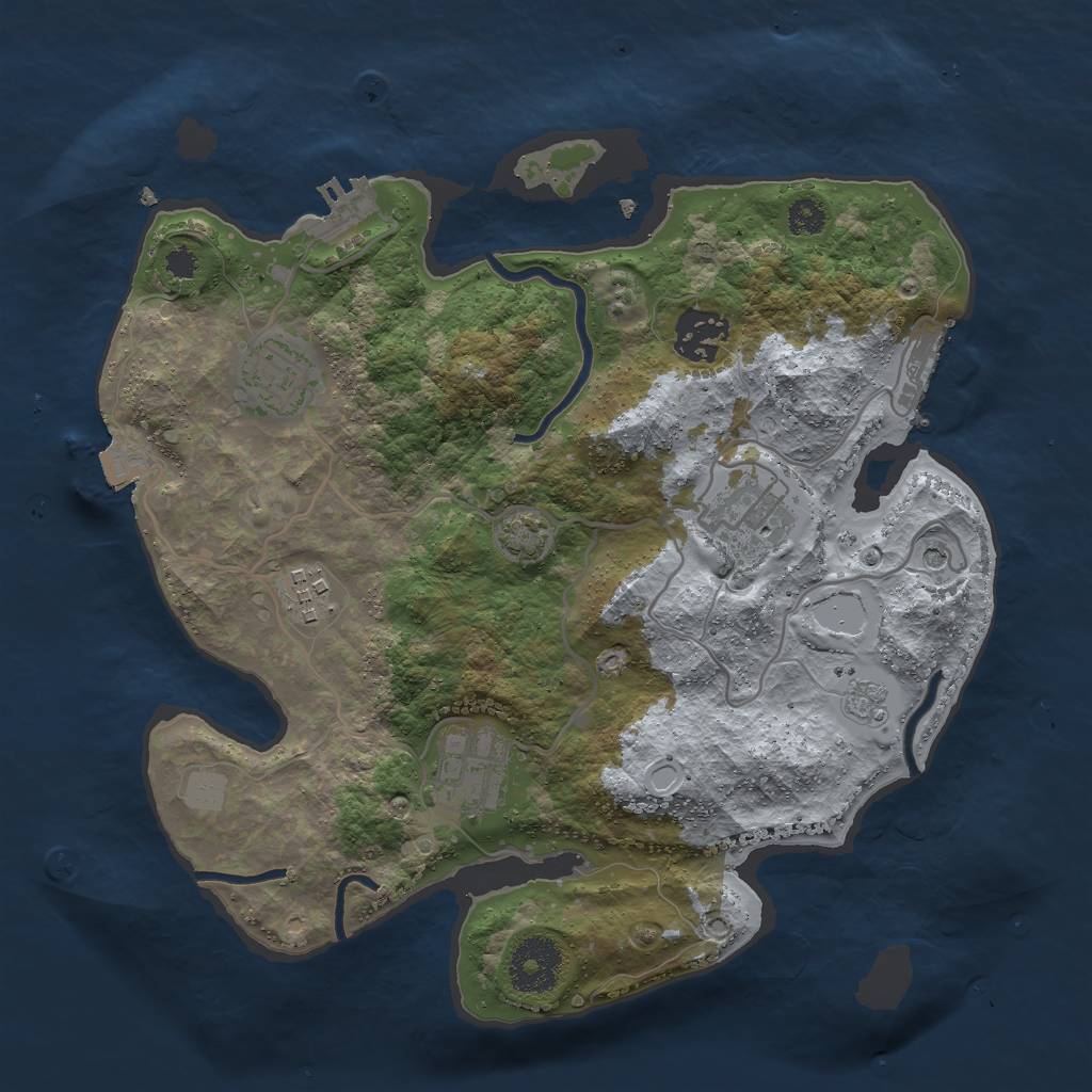 Rust Map: Procedural Map, Size: 3000, Seed: 386, 13 Monuments