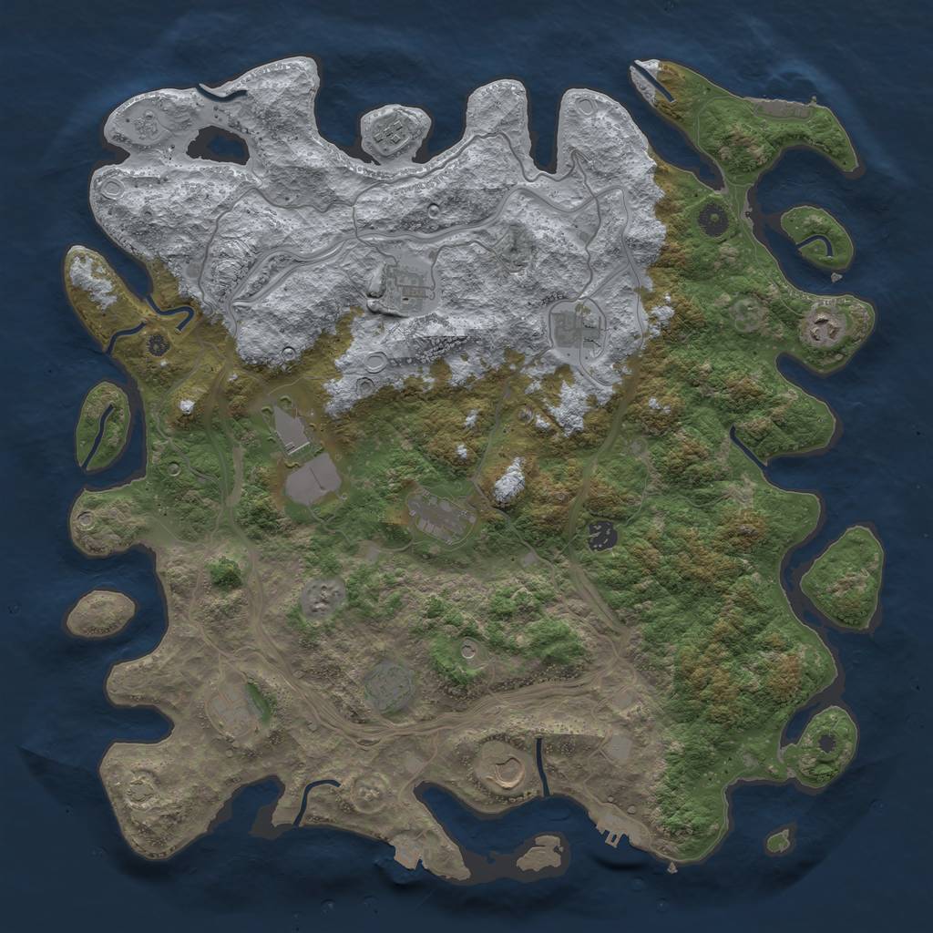 Rust Map: Procedural Map, Size: 4500, Seed: 1442211532, 18 Monuments
