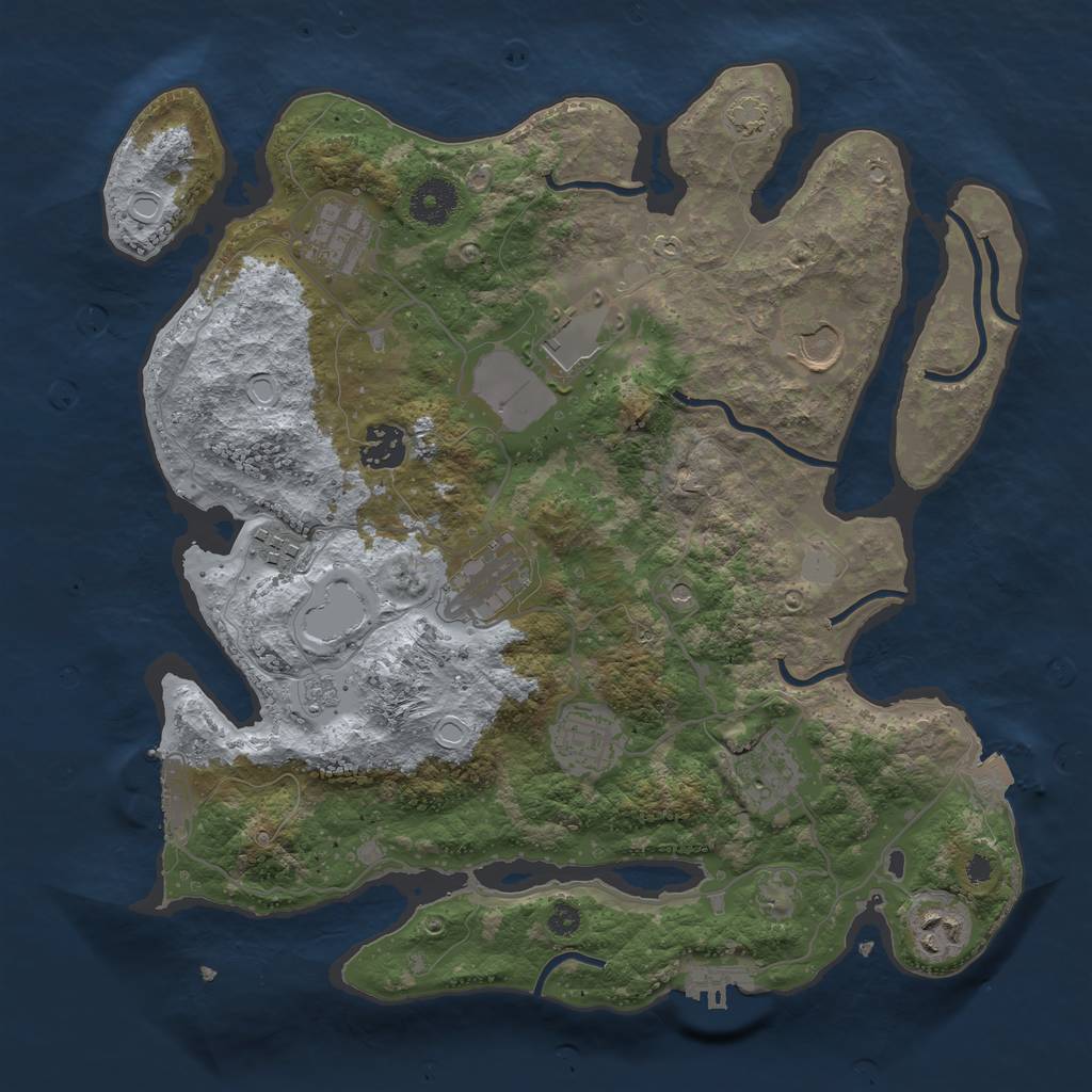 Rust Map: Procedural Map, Size: 3500, Seed: 8605, 17 Monuments