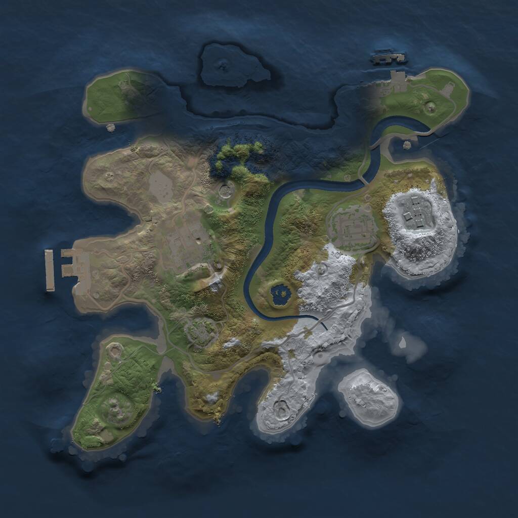 Rust Map: Procedural Map, Size: 2500, Seed: 2384533, 8 Monuments