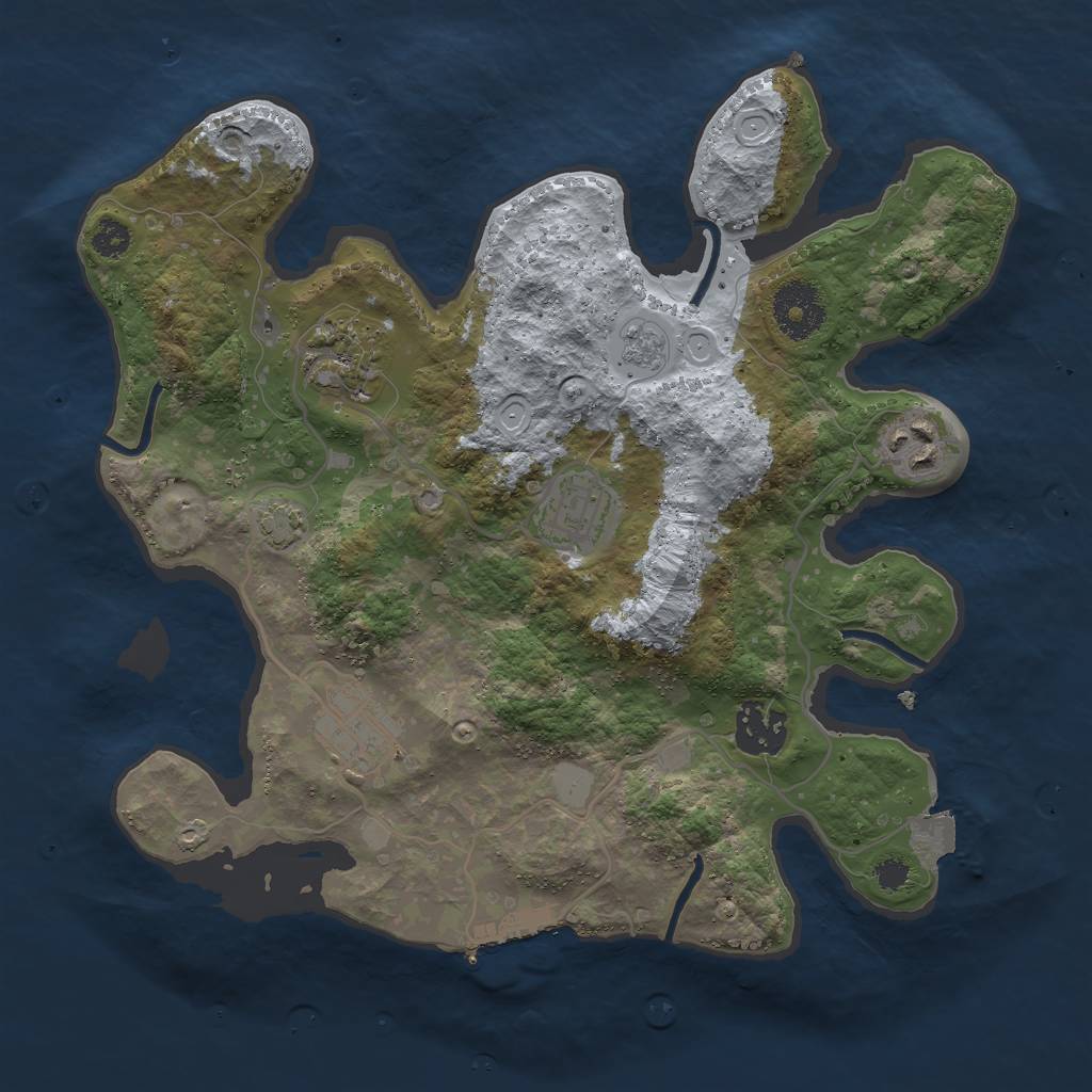 Rust Map: Procedural Map, Size: 3000, Seed: 414424650, 11 Monuments