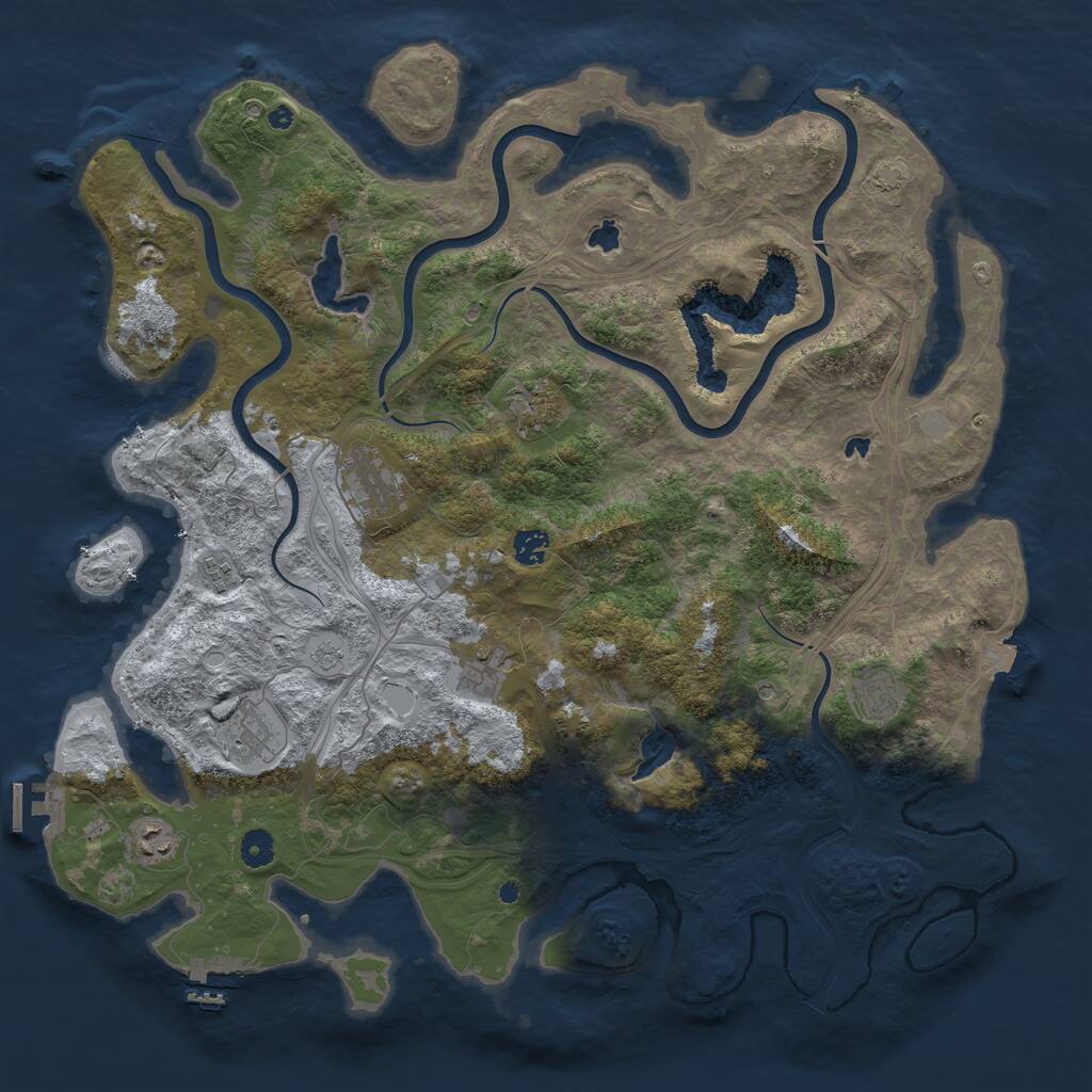 Rust Map: Procedural Map, Size: 4500, Seed: 33518234, 14 Monuments