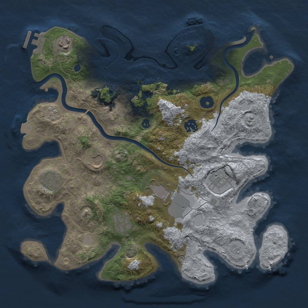 Rust Map: Procedural Map, Size: 3500, Seed: 894651, 14 Monuments