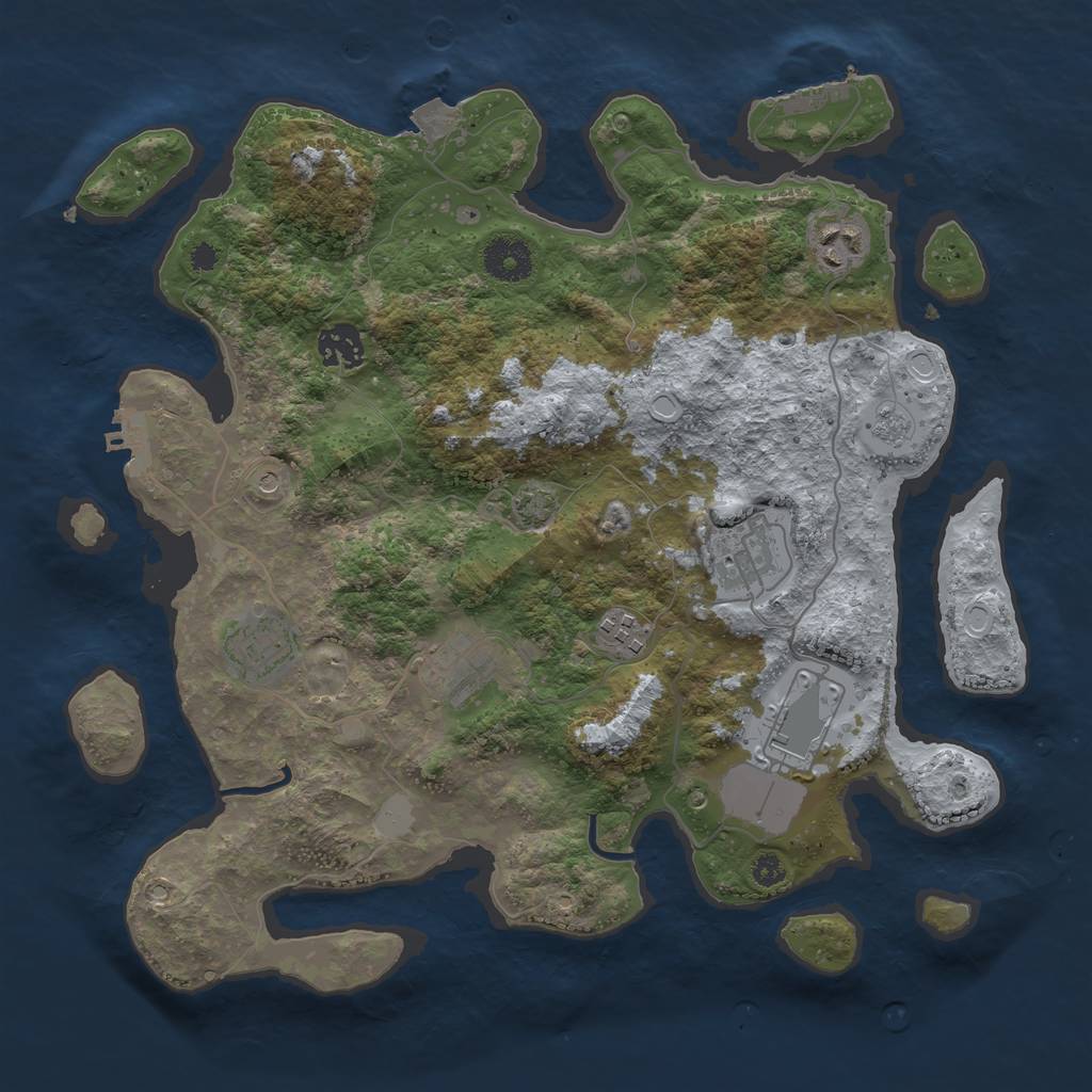 Rust Map: Procedural Map, Size: 3500, Seed: 47328485, 15 Monuments