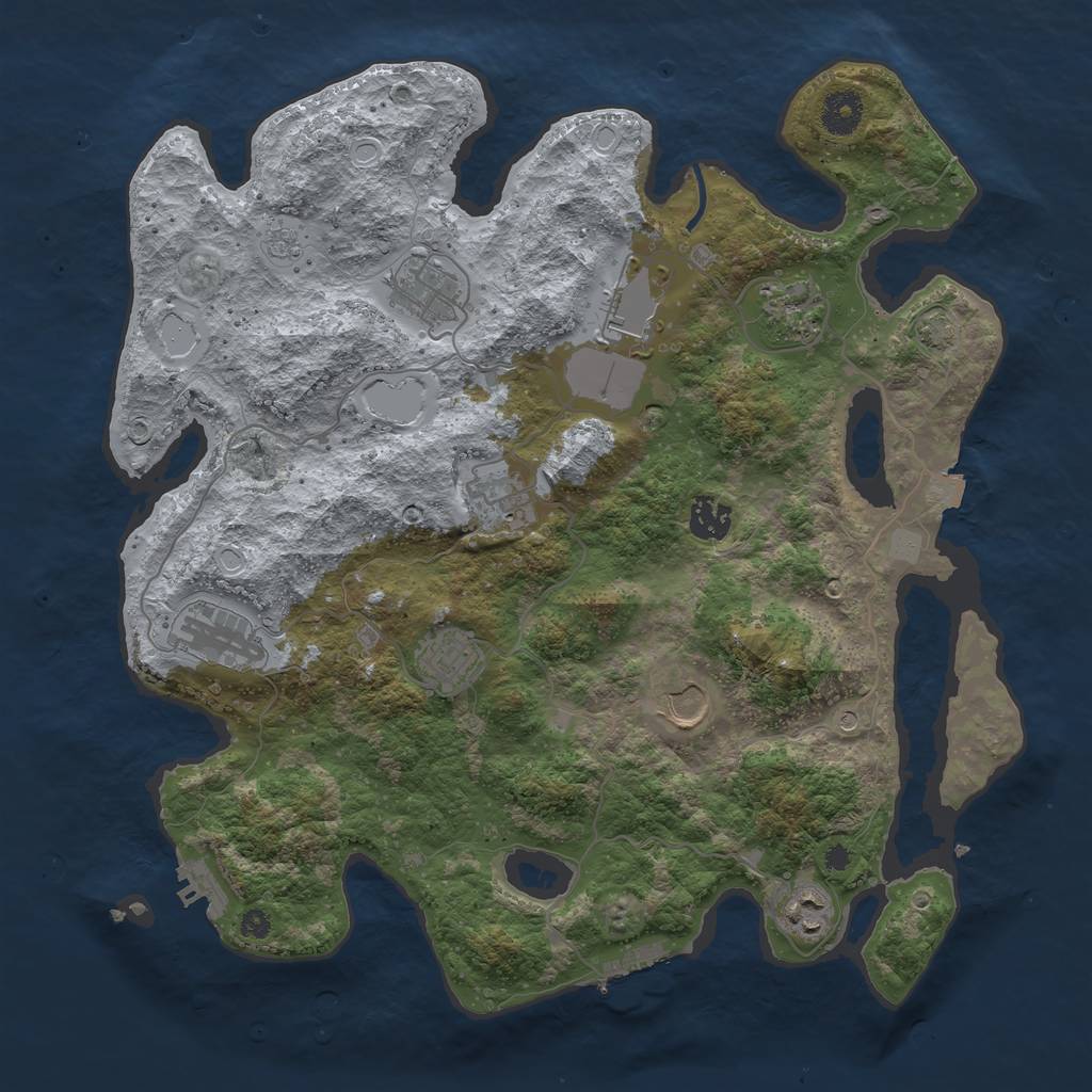 Rust Map: Procedural Map, Size: 3750, Seed: 319258300, 17 Monuments
