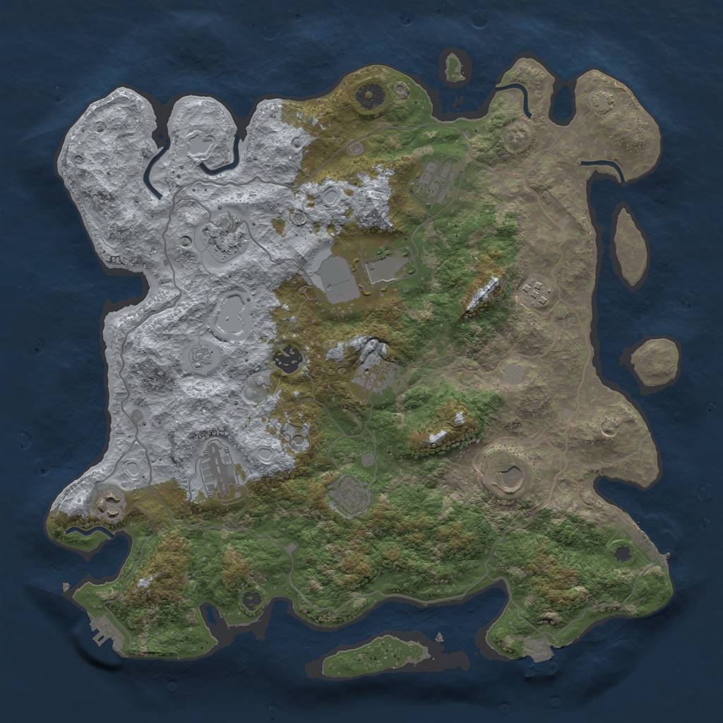 Rust Map: Procedural Map, Size: 4000, Seed: 1423440015, 18 Monuments