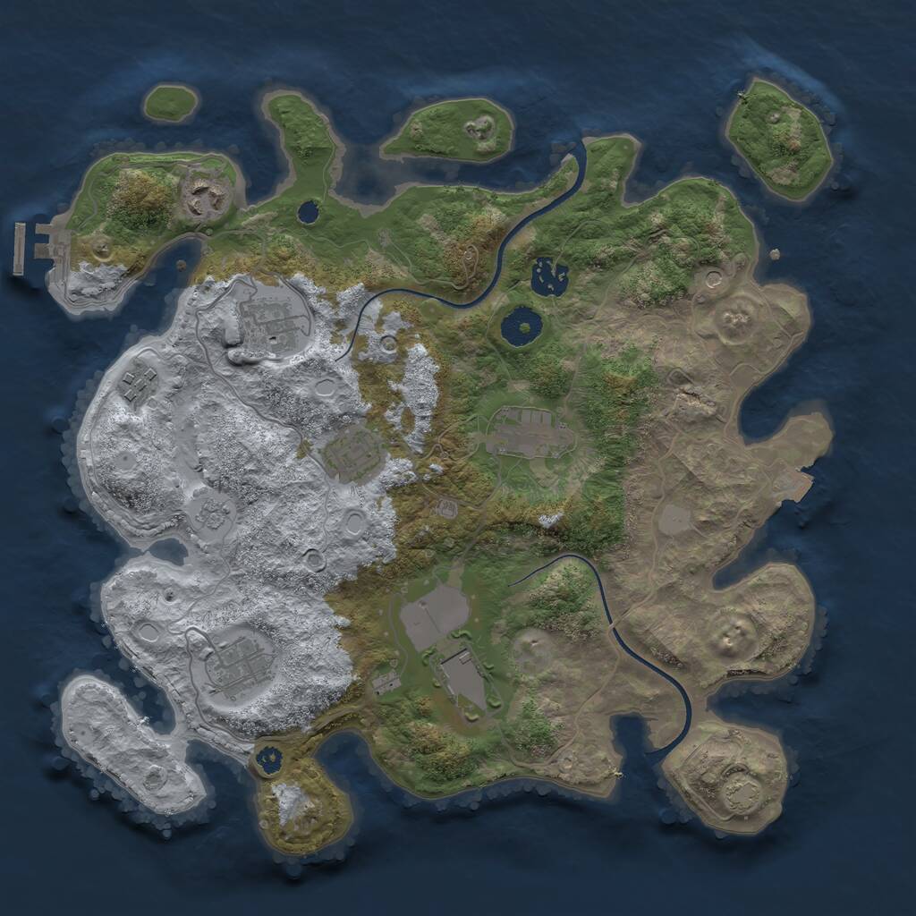 Rust Map: Procedural Map, Size: 3500, Seed: 369, 13 Monuments