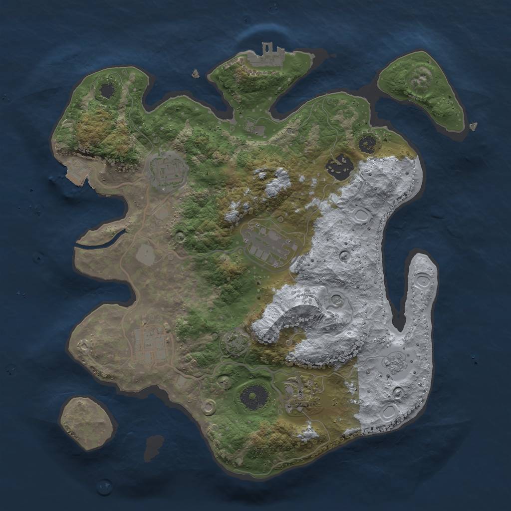 Rust Map: Procedural Map, Size: 3000, Seed: 1313158647, 12 Monuments