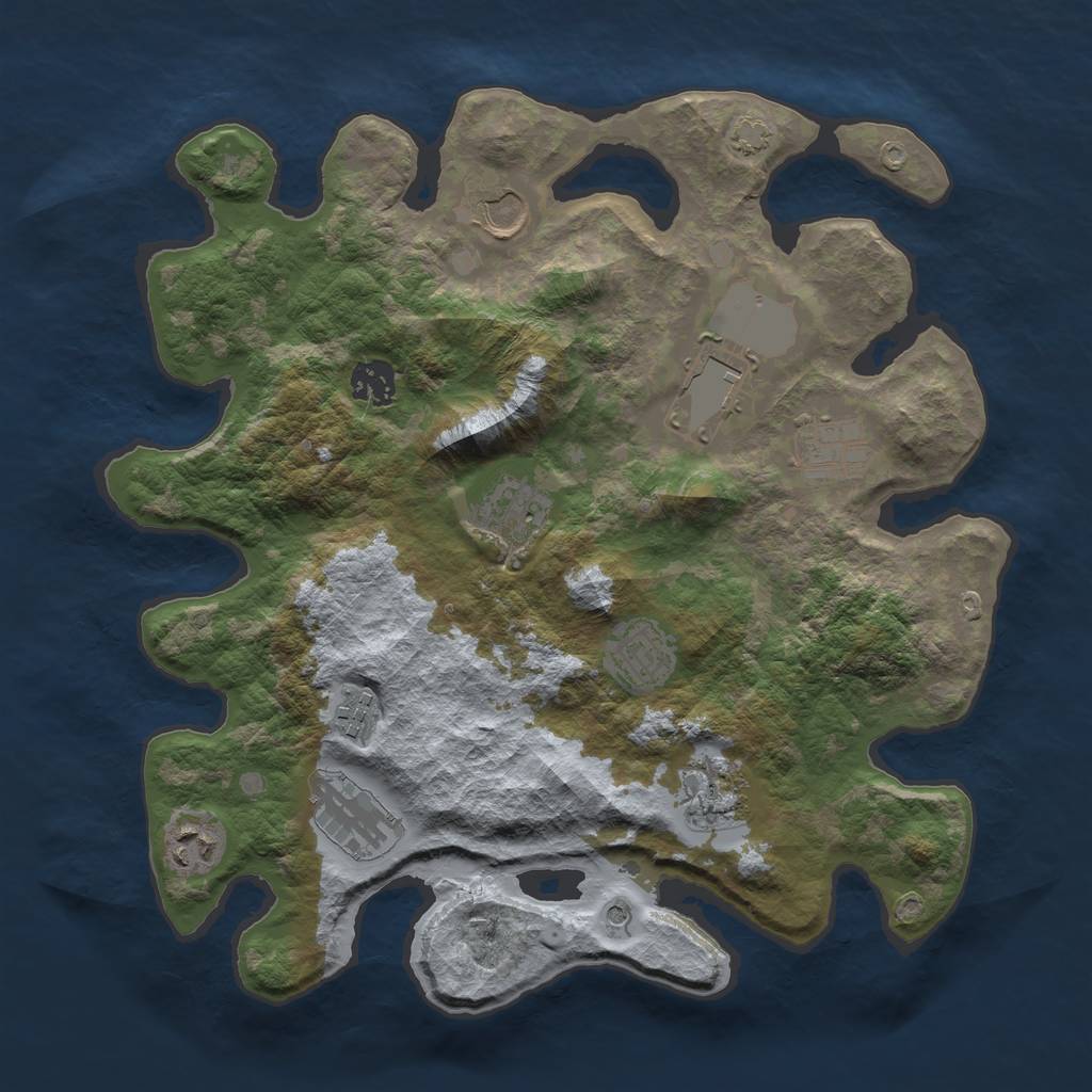 Rust Map: Barren, Size: 3500, Seed: 1764836658, 14 Monuments