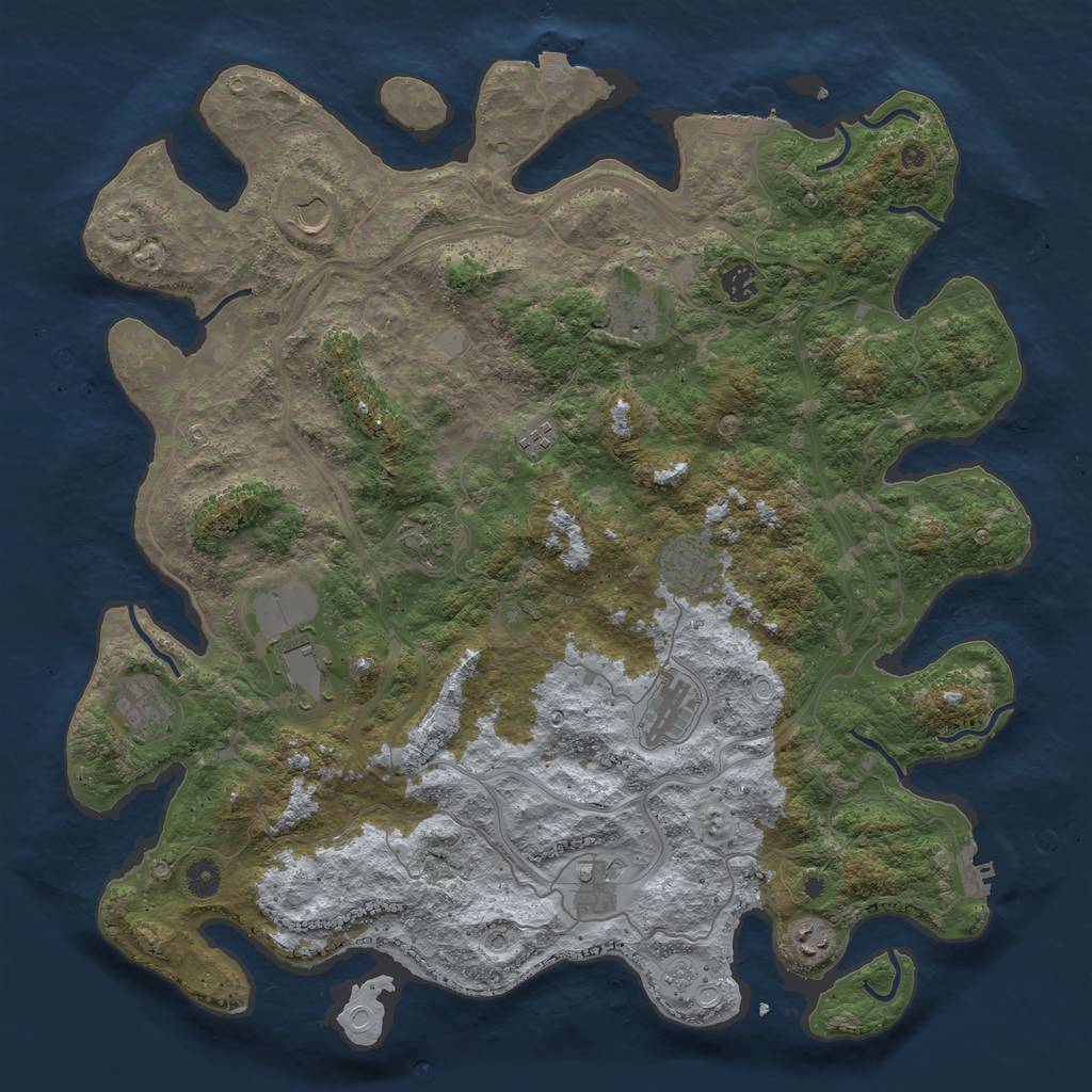 Rust Map: Procedural Map, Size: 4500, Seed: 80523, 19 Monuments