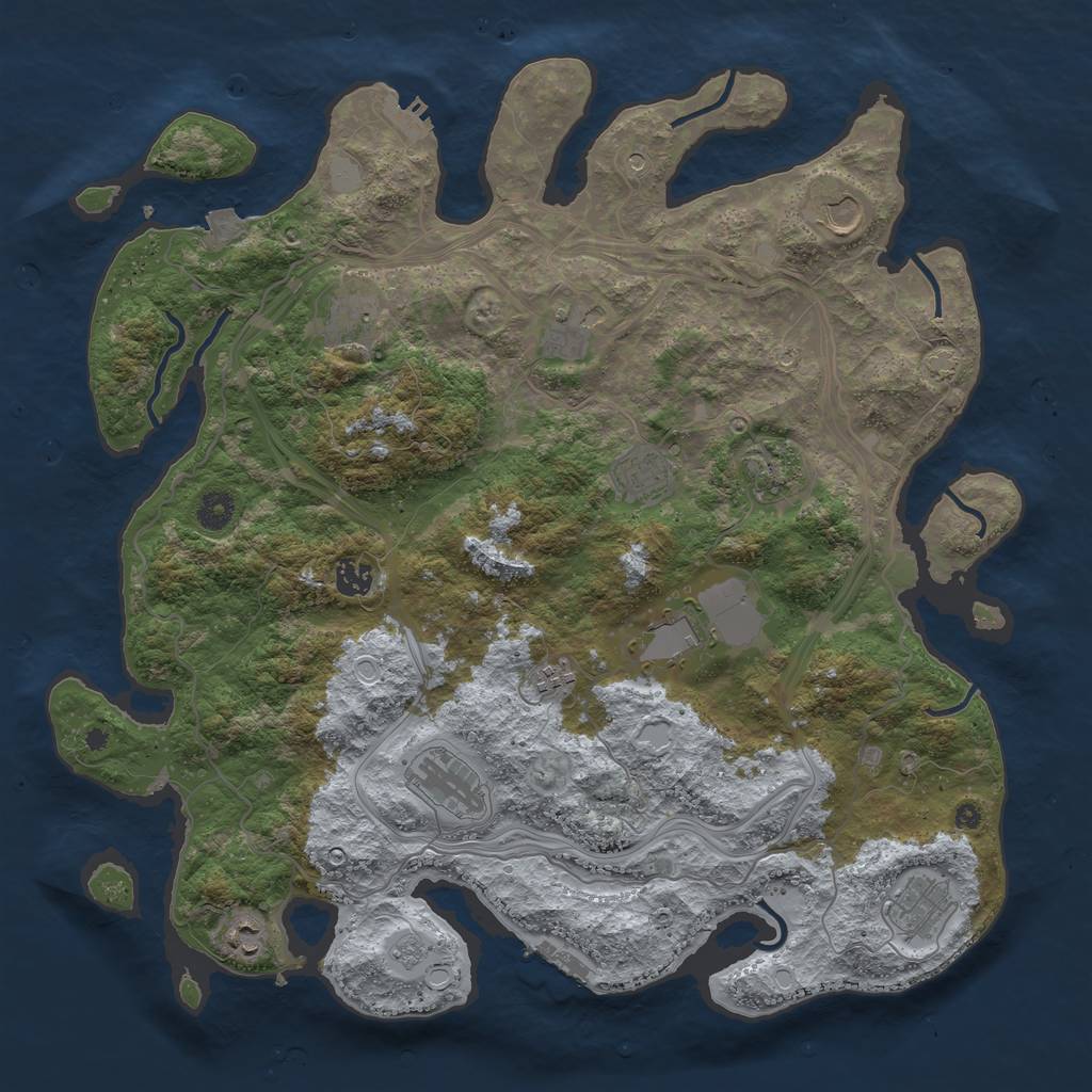 Rust Map: Procedural Map, Size: 4250, Seed: 749104795, 19 Monuments